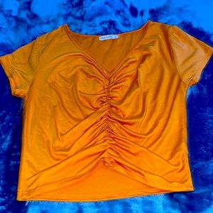 W Large, Orange Crop Top, Short Sleeved